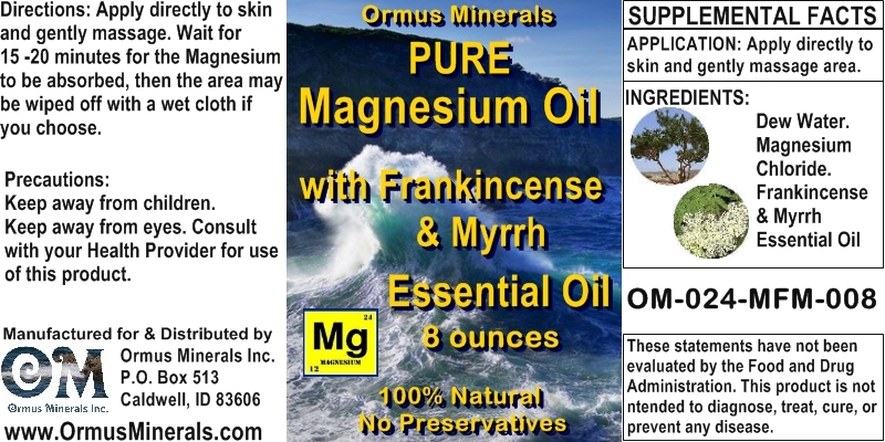 Ormus Minerals - Magnesium Oil with Frankincense and MYRRH Essential Oils