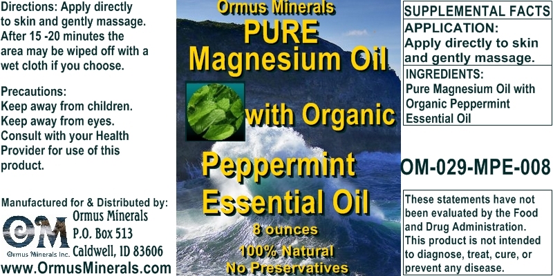 Ormus Minerals - Pure Magnesium Oil with Organic PEPPERMINT Essential Oil